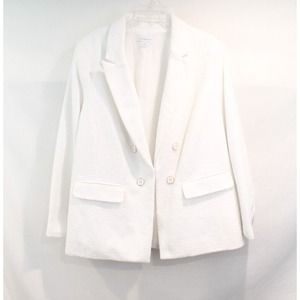 LIZ CLAIBORNE Blazer Jacket size 18W White Lined Twill Faux Double Breasted